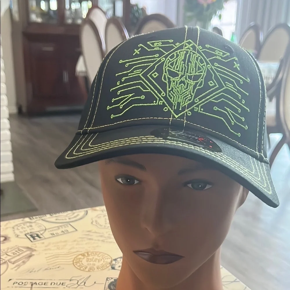 Black and Neon Green Graphic Cap